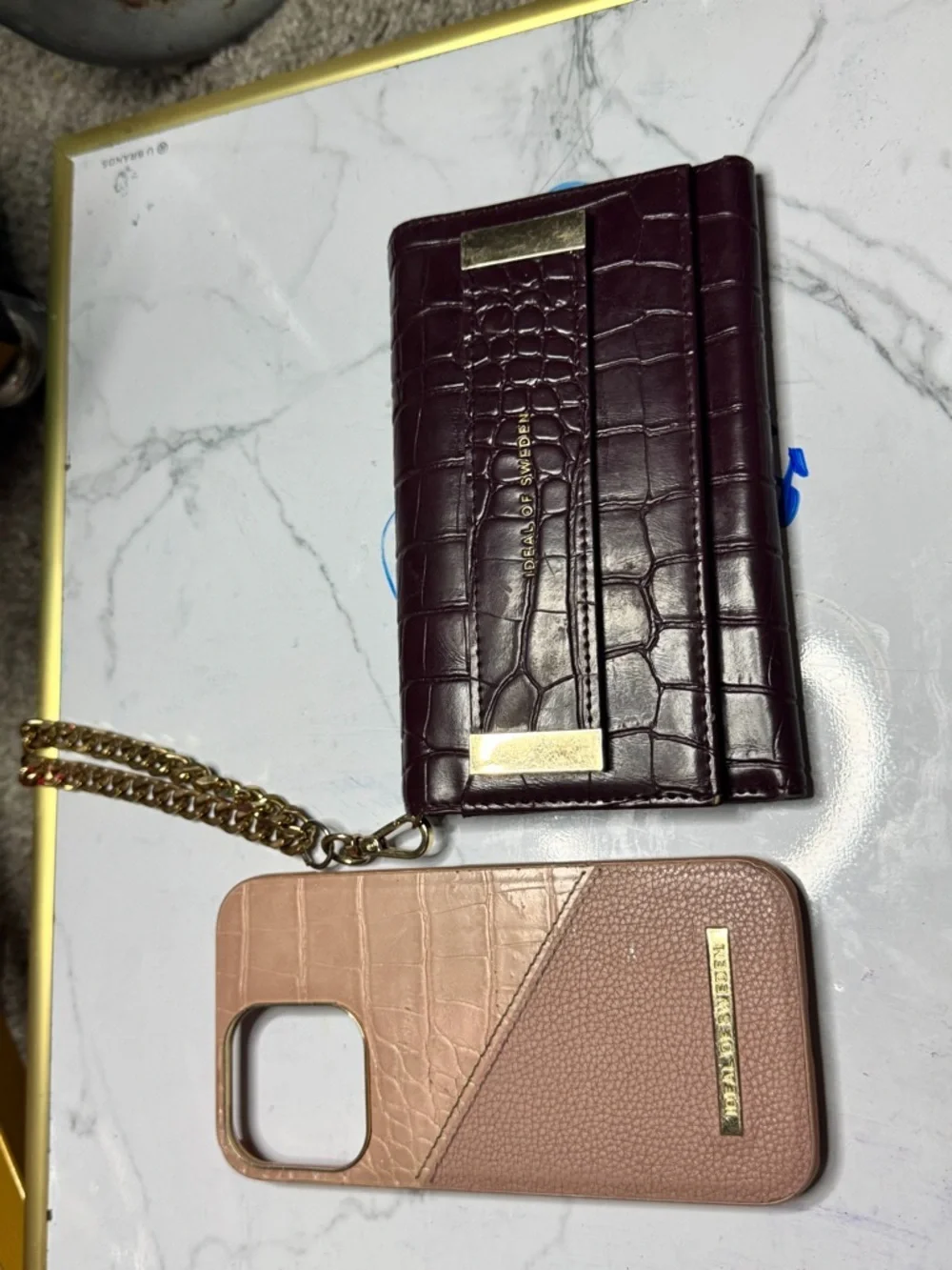 Blush Pink Croc-Texture Phone Case with Card Slot